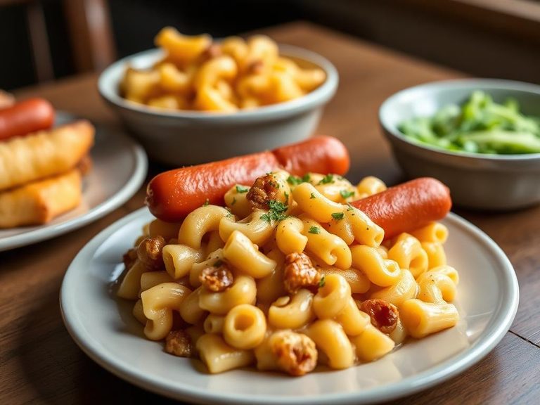 Macaroni and Cheese with Hot Dogs