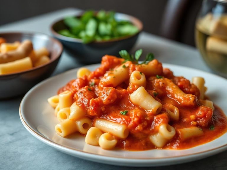 Macaroni and Cheese with Tomato Sauce