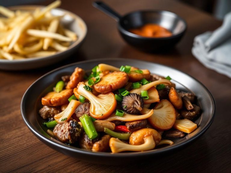 Maitake stir-fry with vegetables