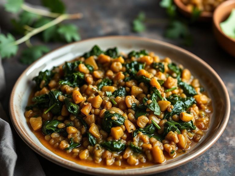 Malabar Spinach and Lentil Dal