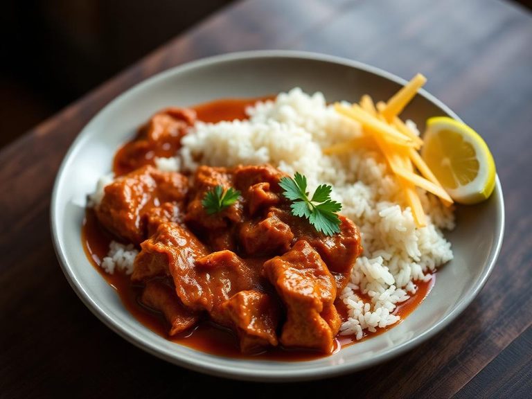 Malaysian Chicken Rendang with Rice