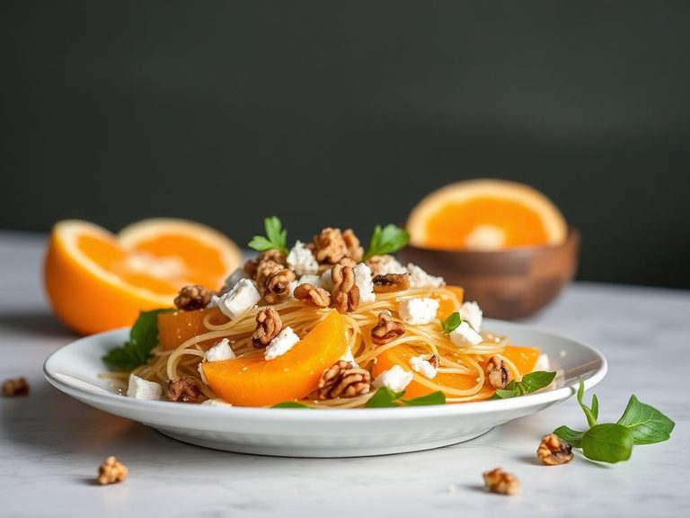 Mandarin orange salad with walnuts and feta