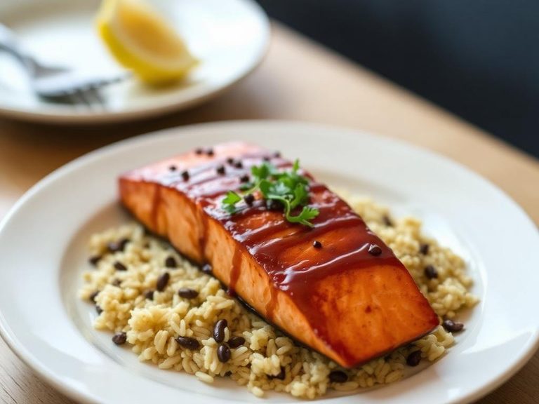 Maple-Glazed Salmon with Wild Rice
