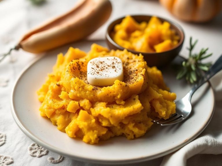 Mashed squash with butter and spices