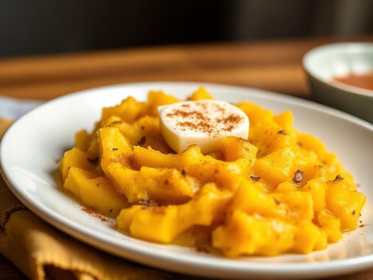 Mashed winter squash with butter and cinnamon