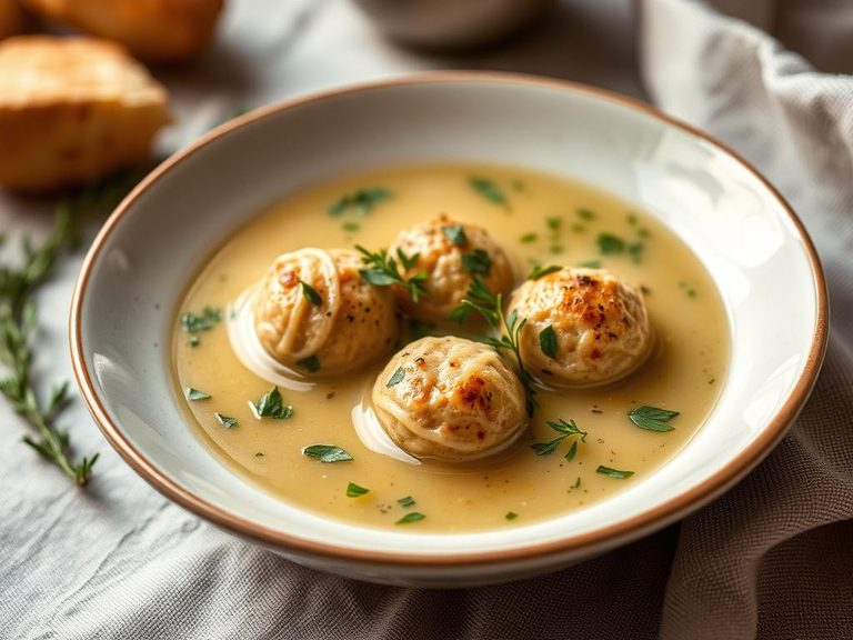 Matzo ball soup with herbs