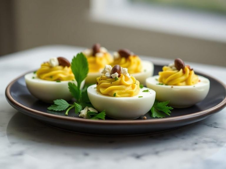 Mediterranean Deviled Eggs with Feta and Olive