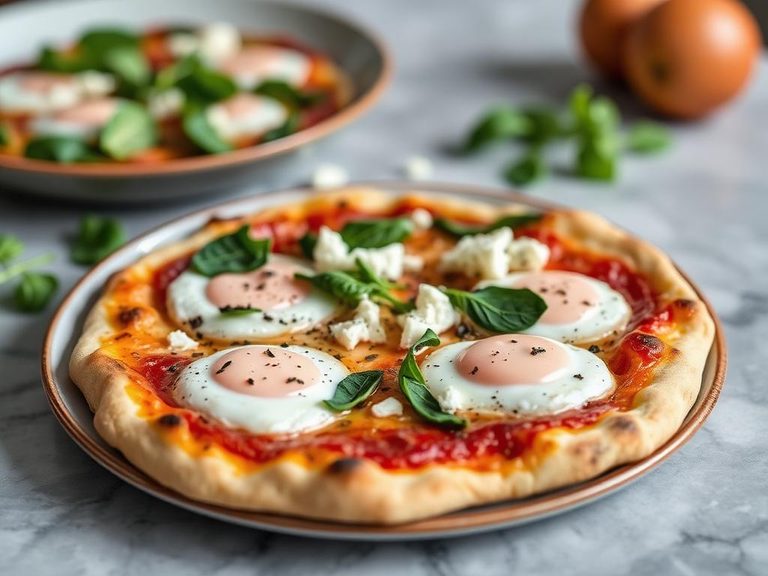 Mediterranean Egg Pizza with Feta and Spinach