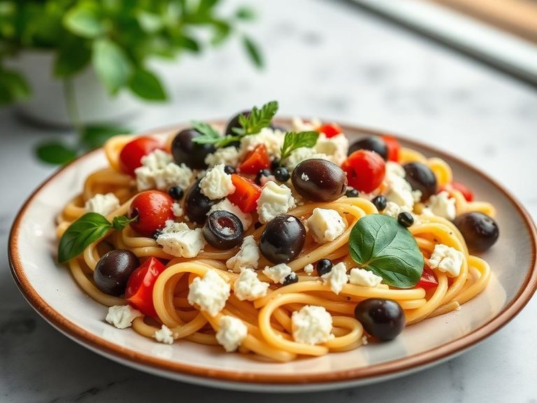Mediterranean Pasta Salad with Olives and Feta