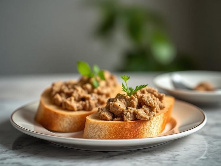 Melba toast with pâté or rillettes