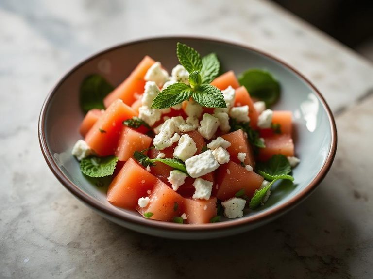 Melon with Mint and Feta Salad (modern Mediterranean)