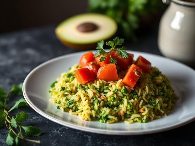 Mexican Arroz Verde with Tomatoes