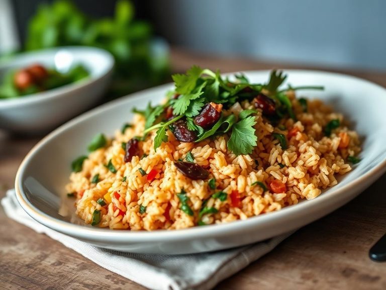 Mexican rice with greens