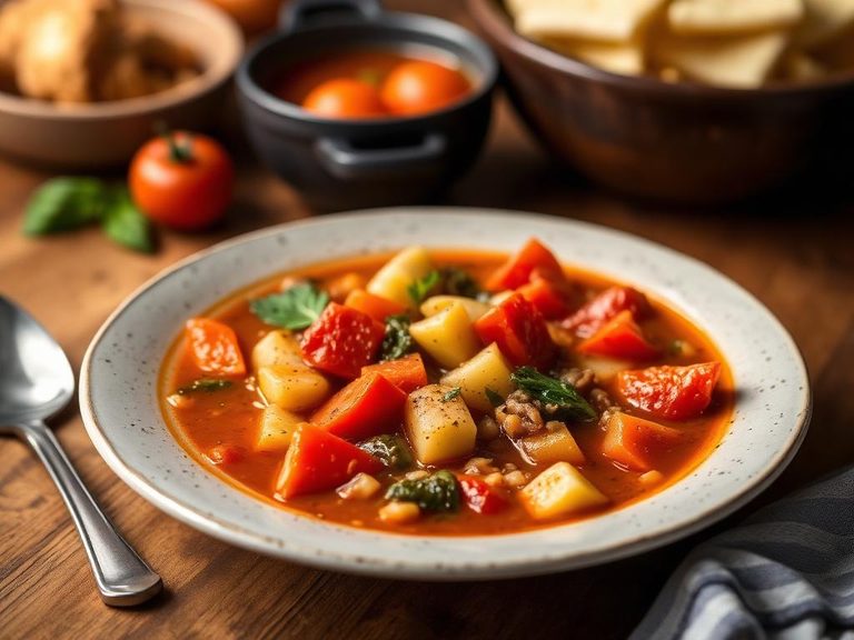 Minestrone (Hearty Italian vegetable soup)