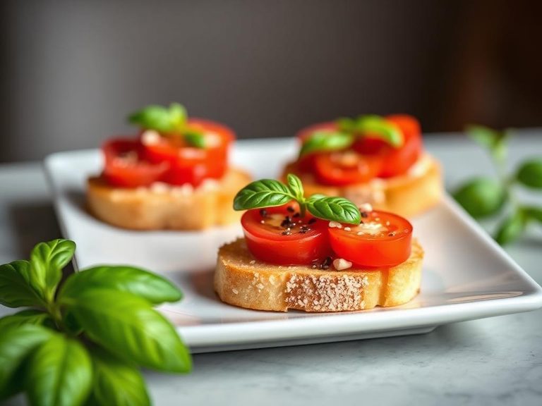 Mini bruschetta with tomato and basil