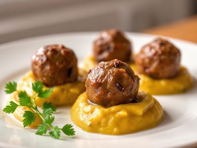 Mini Lamb Meatballs with Vegetable Purée