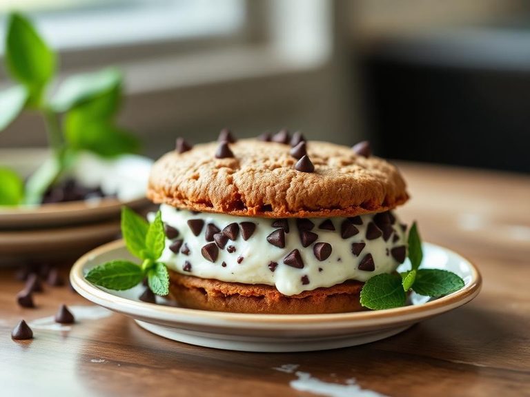 Mint Chocolate Chip Ice Cream Sandwich