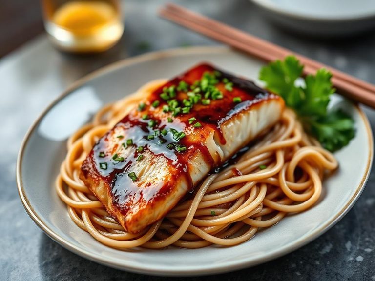 Miso-Glazed Fish with Soba Noodles