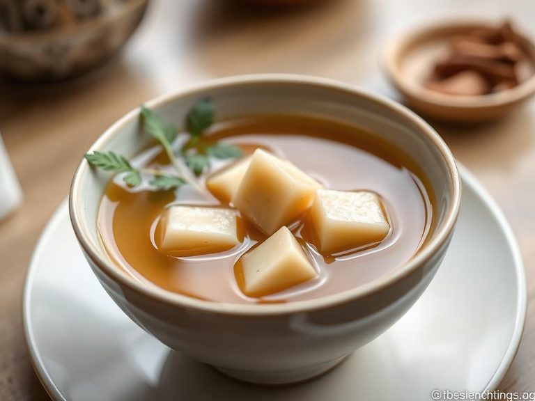 Miso soup with fuyu cubes