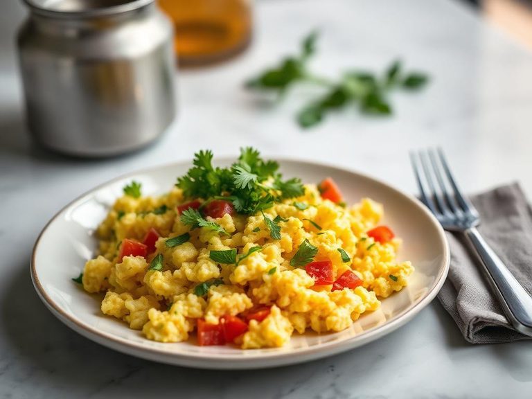 Mixed into scrambled eggs