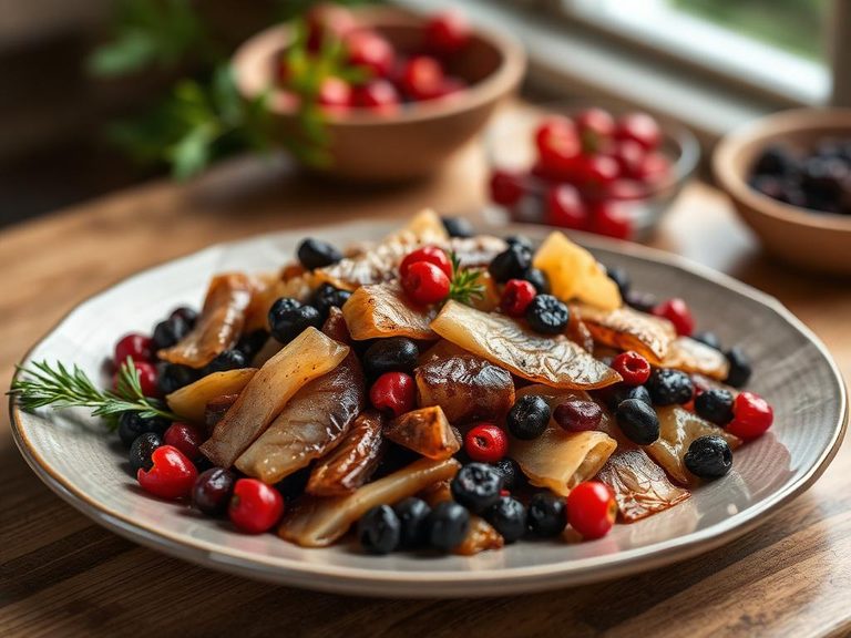 Mixed with dried fish or berries
