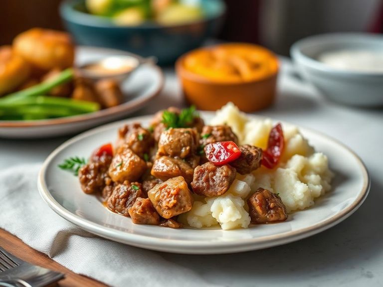 Mixed with mashed potato for a heartier texture