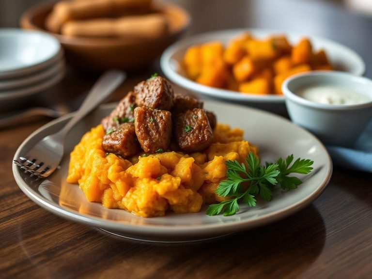 Mixed with mashed sweet potato or carrot puree