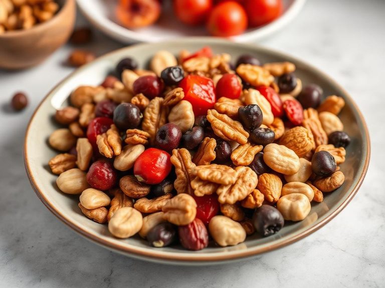 Mixed with nuts and dried fruit for a trail mix
