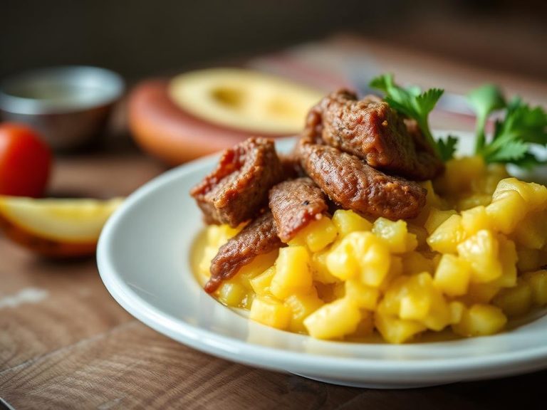 Mofongo (mashed plantains with garlic and pork)