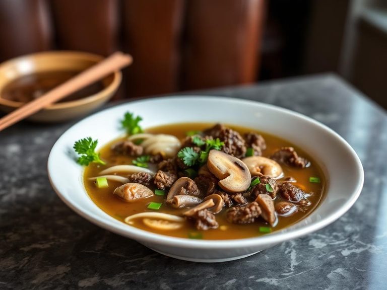 Mongolian Beef and Mushroom Soup