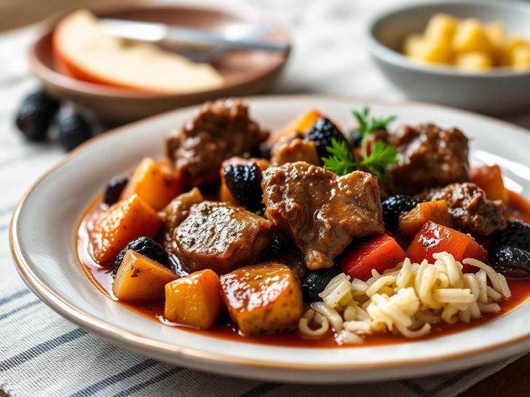Moroccan Lamb Tagine with Prunes and Potatoes