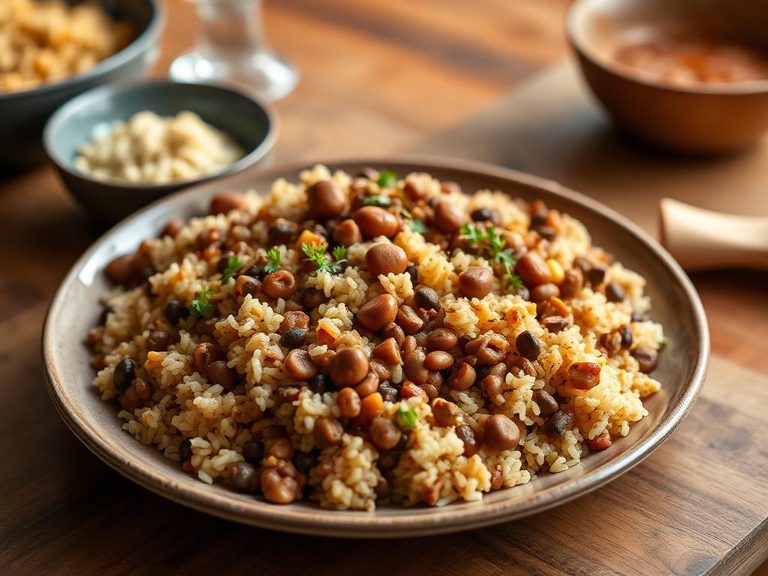 Mujadara (Middle Eastern lentils and rice, sometimes with couscous)