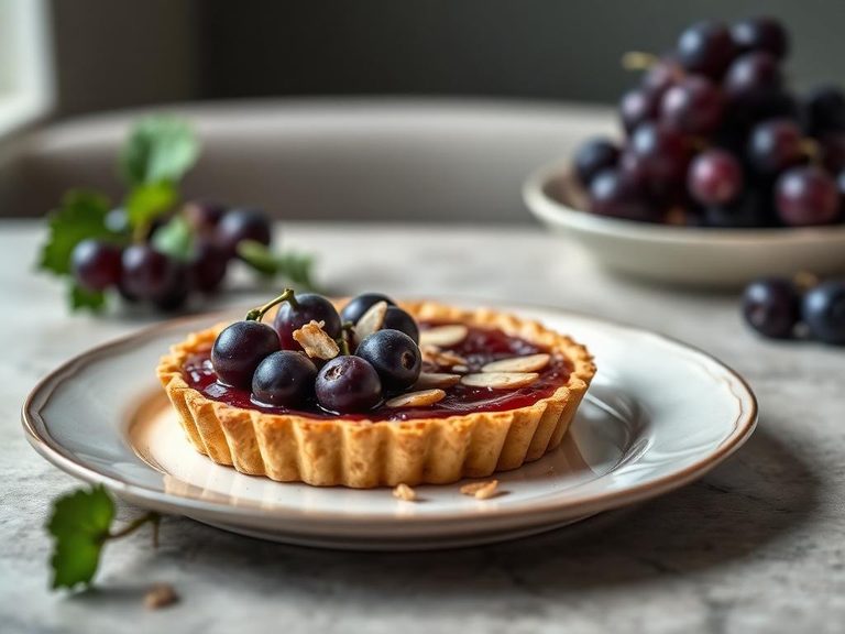 Muscat grape and almond tart