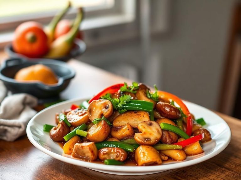 Mushroom and bell pepper stir-fry