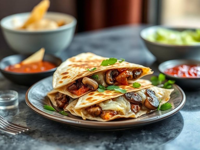 Mushroom and Cheese Quesadilla