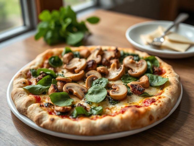 Mushroom and Spinach Pizza