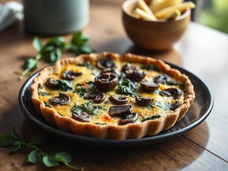 Mushroom and spinach quiche