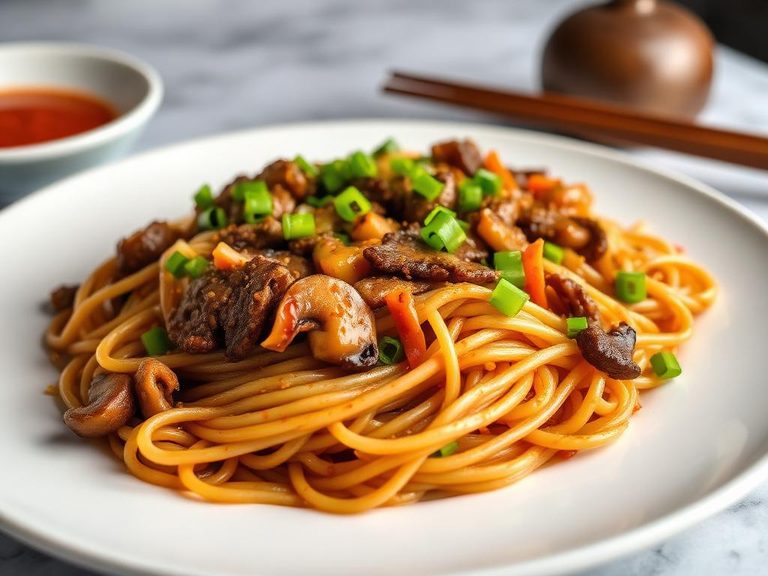 Mushroom Beef Chow Mein