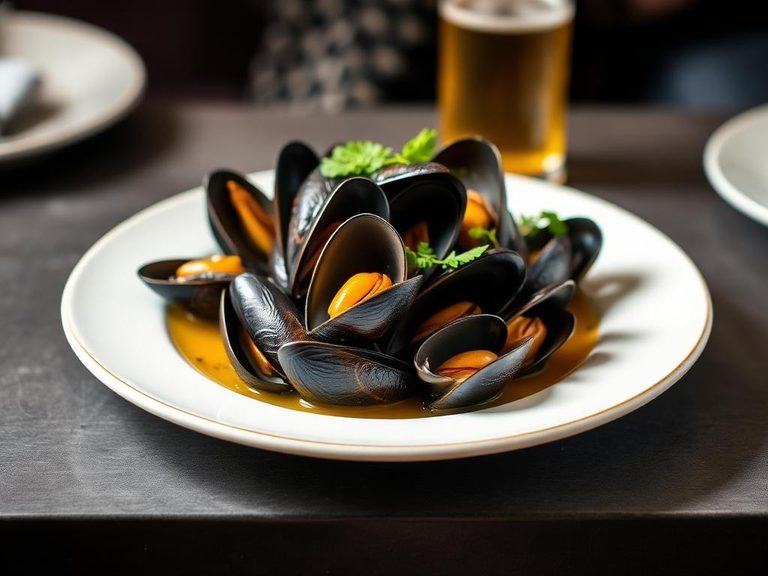 Mussels steamed in beer