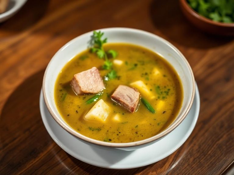 Mustard green soup with pork