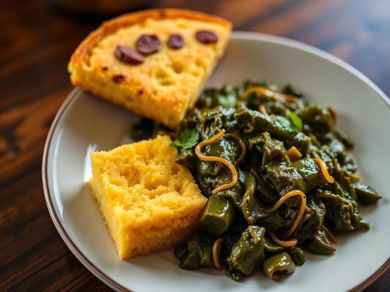Mustard greens and cornbread