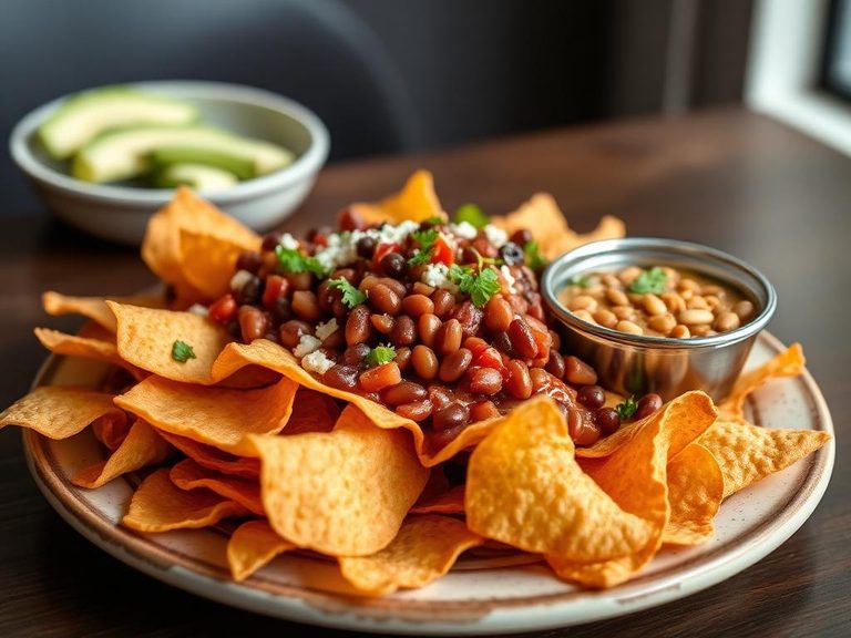 Nachos with bean dip