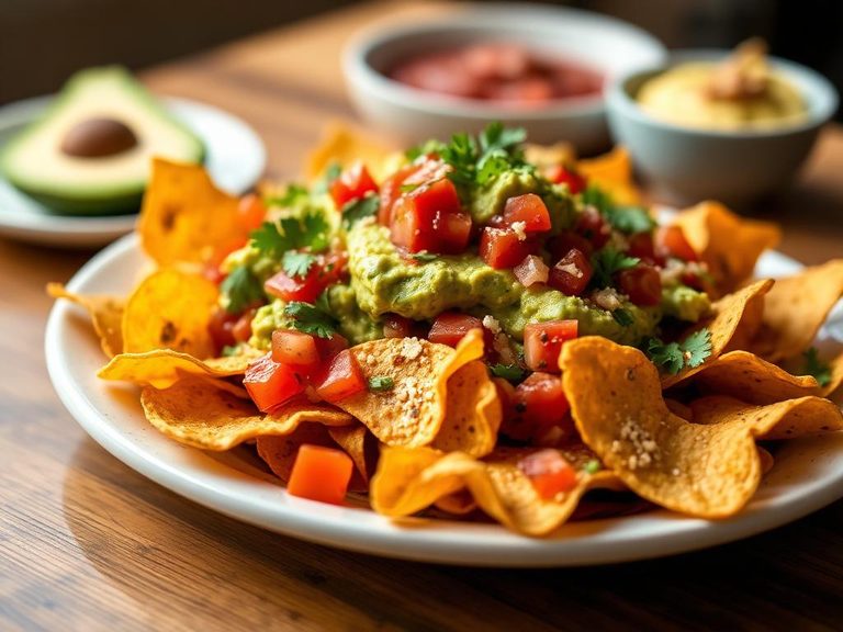 Nachos with Guacamole and Salsa
