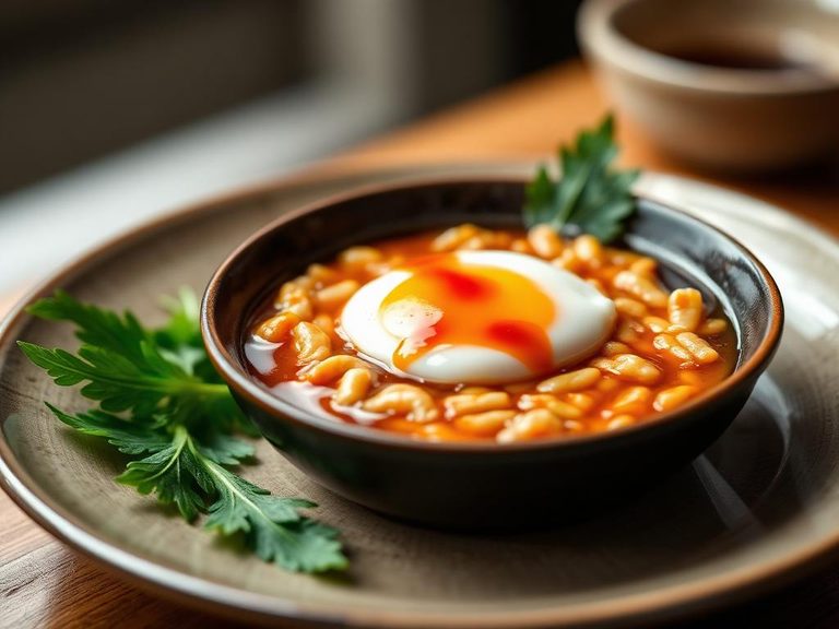 Natto with raw egg and soy sauce