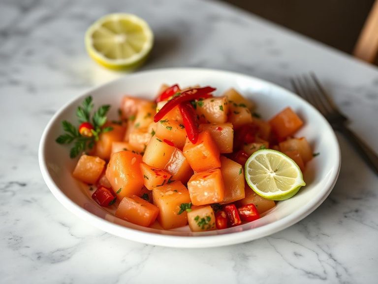 Navajo melon salad with chili and lime