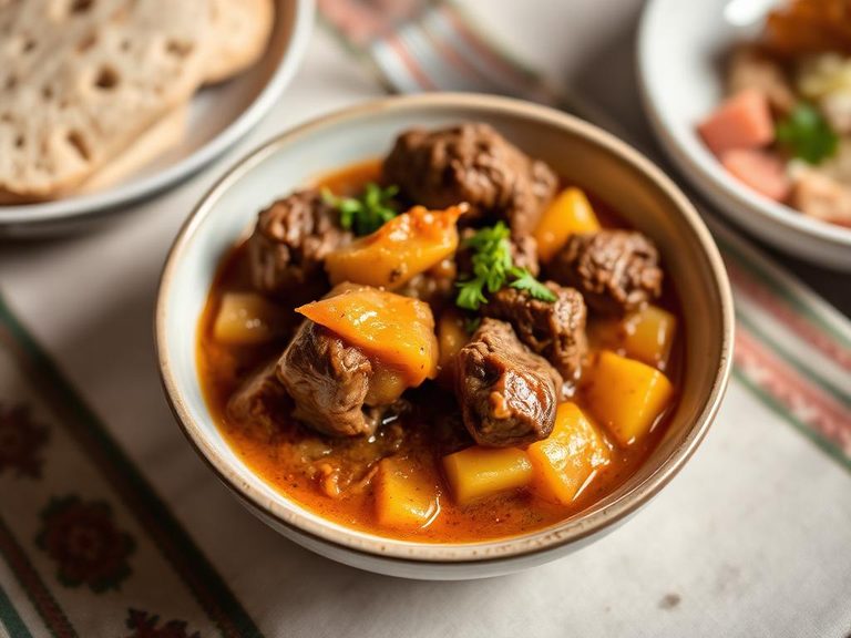 Navajo mutton stew with piñon