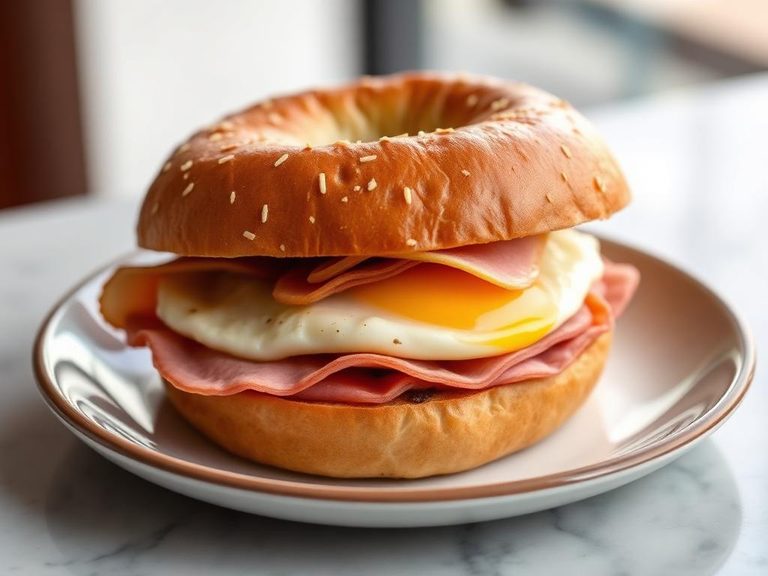 New York-Style Deli Bagel with Egg and Ham