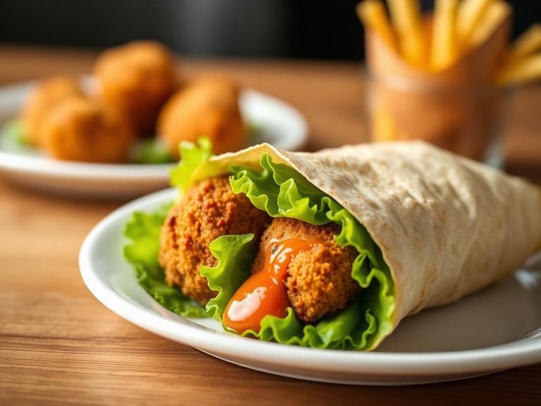 Nugget wrap with lettuce and sauce