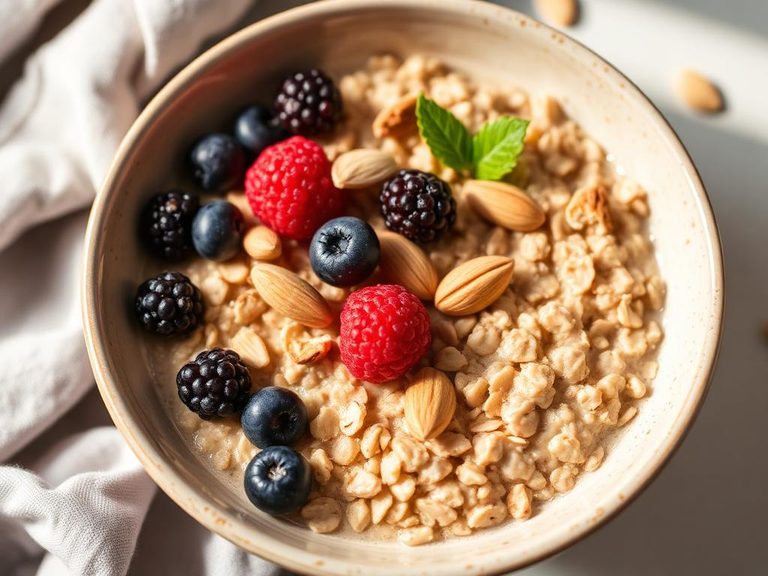 Oatmeal Bowl with Berries and Almonds