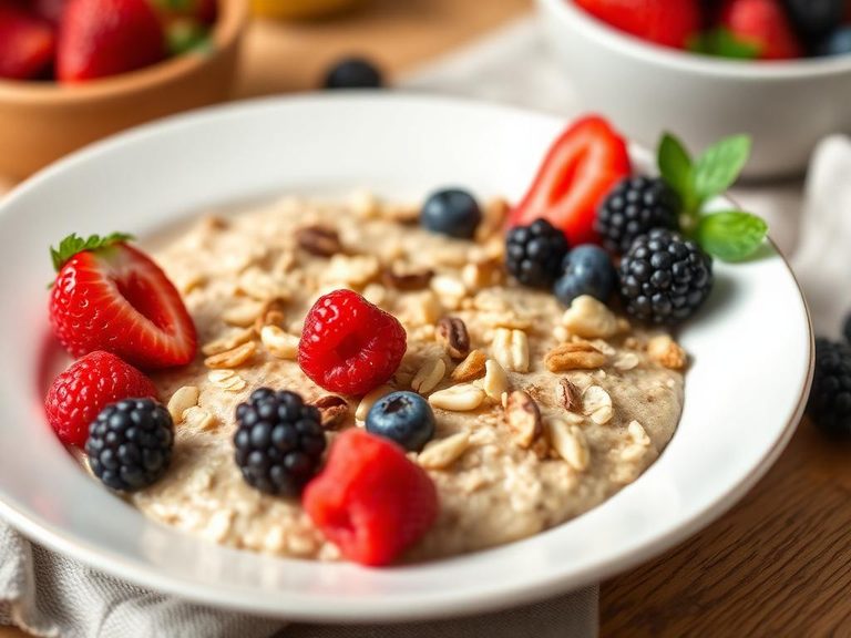 Oatmeal with fresh berries and nuts